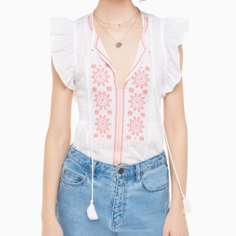 NWT! Kate Spade 100% Cotton mosaic embroidered Top - Picture 3 of 9